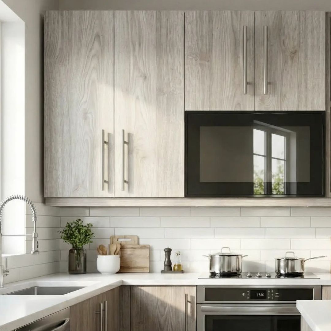 Meuble Haut Cuisine Suspendu NOVA avec Vitrine Push-Up