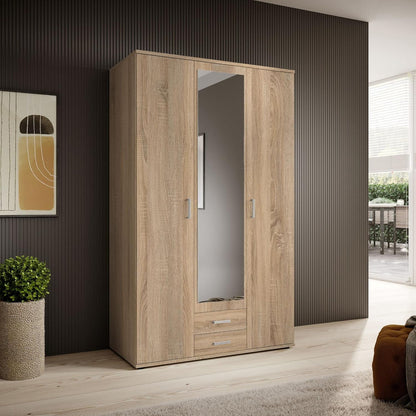 Armoire 3 portes Stella avec miroir et 2 tiroirs