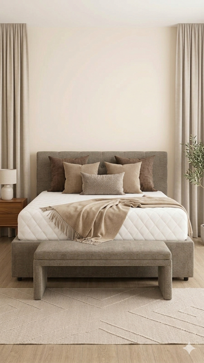 Lit 2 Places 160x190 Luxe Capitonné + Matelas Offert
