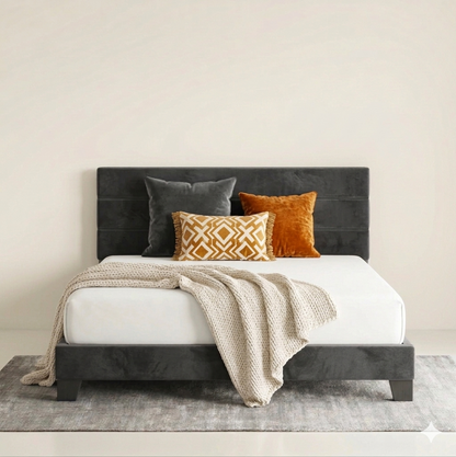 Lit 2 Places 160x190 Design Lignes Horizontales + Matelas Offert