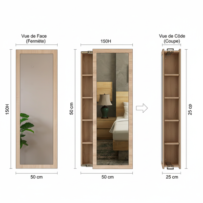 Porte-chaussures miroir suspendu – Porte coulissante