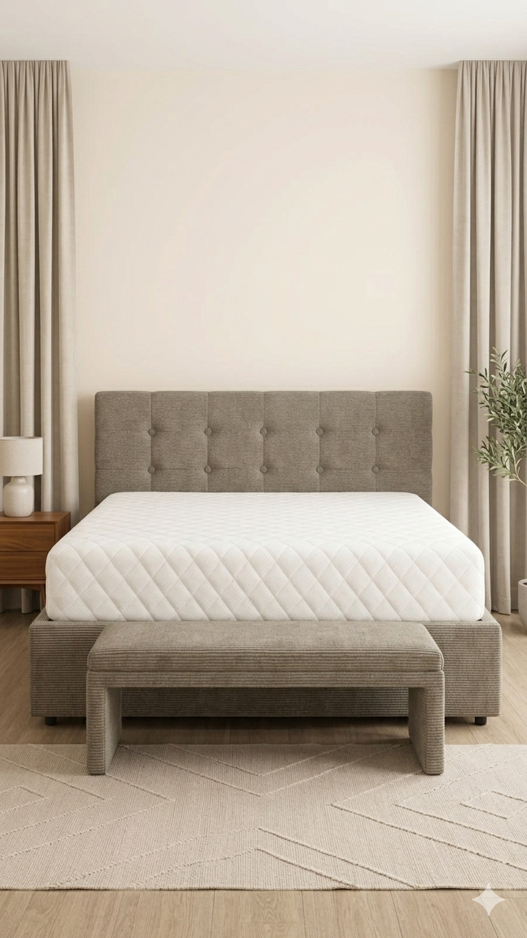 Lit 2 Places 160x190 Luxe Capitonné + Matelas Offert
