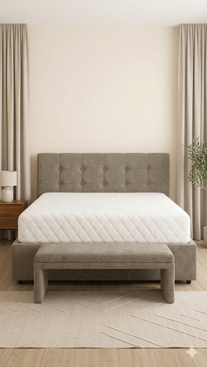 Lit 2 Places 160x190 Luxe Capitonné + Matelas Offert