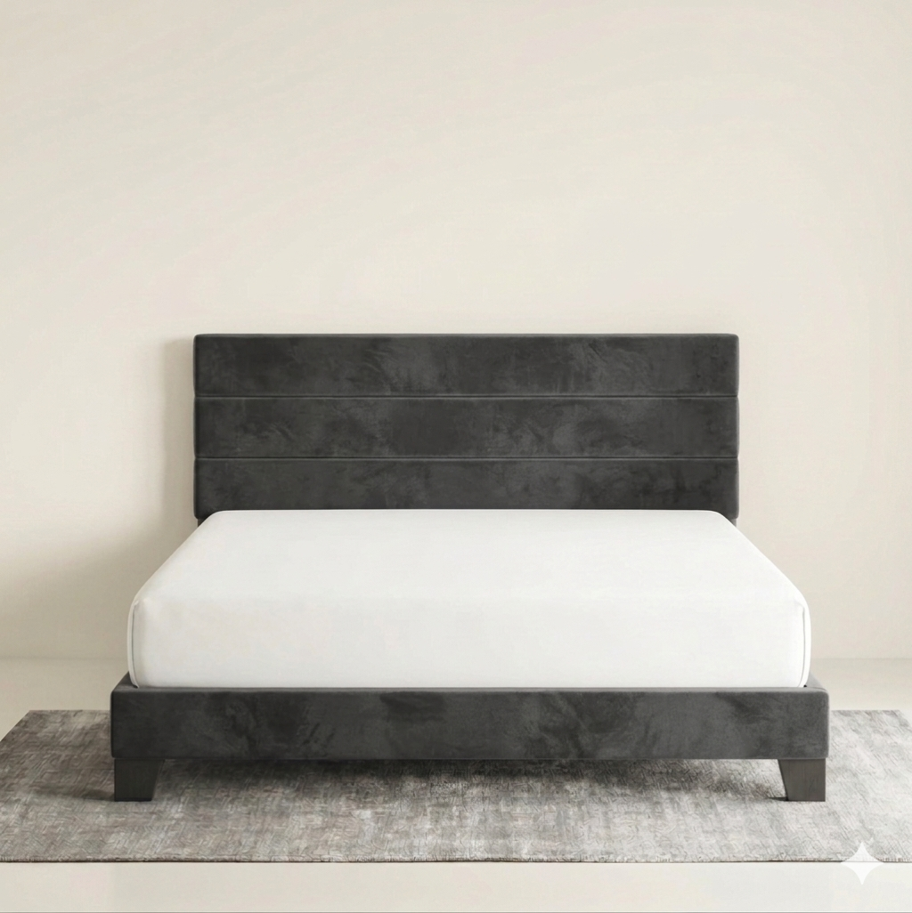 Lit 2 Places 160x190 Design Lignes Horizontales + Matelas Offert